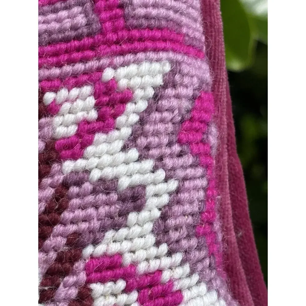 Needlepoint Lumbar Pillow Pink and White Decorative Furbish